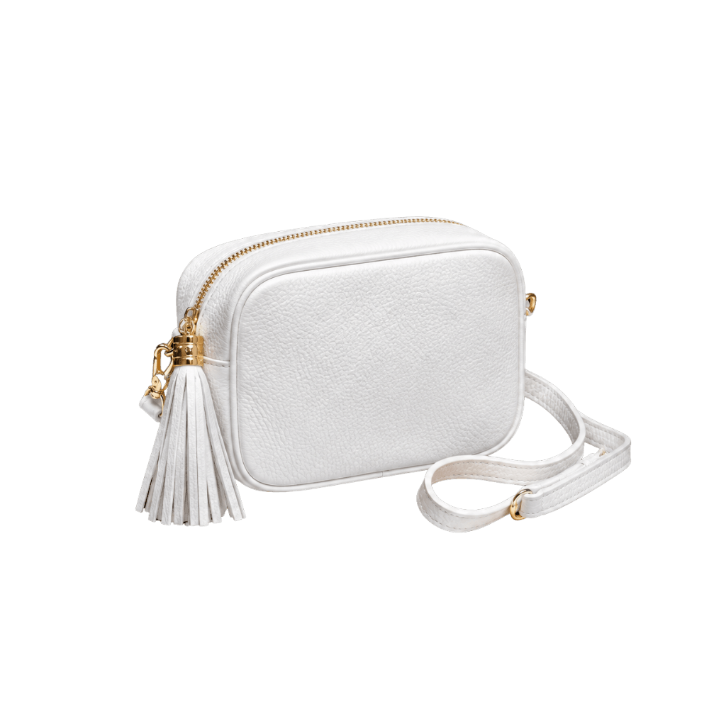 Bolso de piel, blanco, perfecto para el día a día.